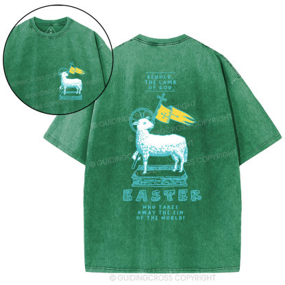 Behold The Lamb Of God Christian Washed T-Shirt