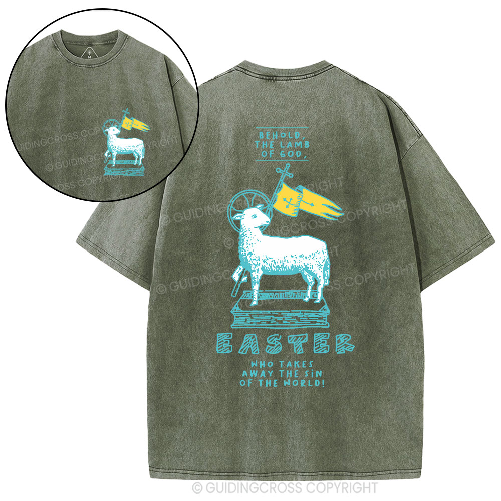 Behold The Lamb Of God Christian Washed T-Shirt