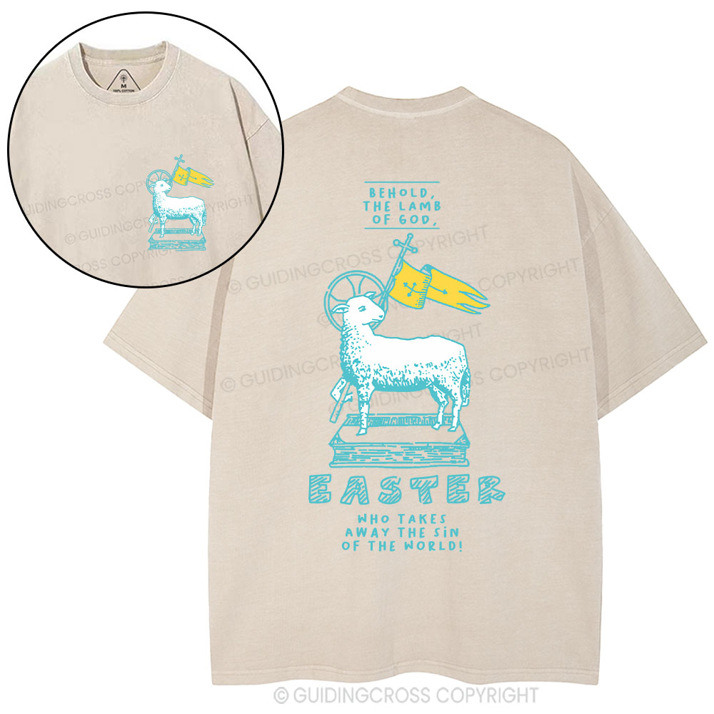 Behold The Lamb Of God Christian Washed T-Shirt