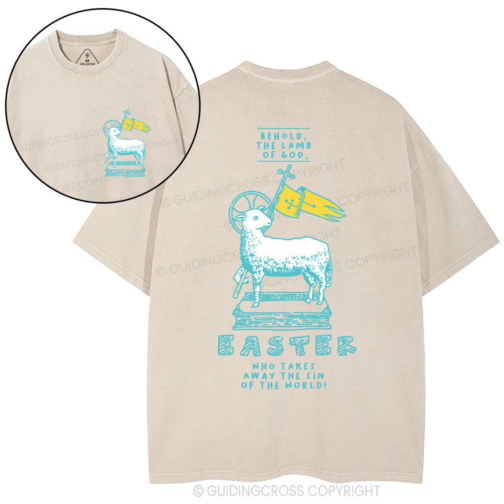 Behold The Lamb Of God Christian Washed T-Shirt