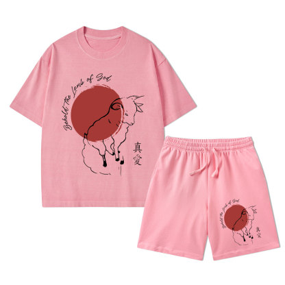 Behold The Lamb Of God Christian Washed T-Shirt & Shorts