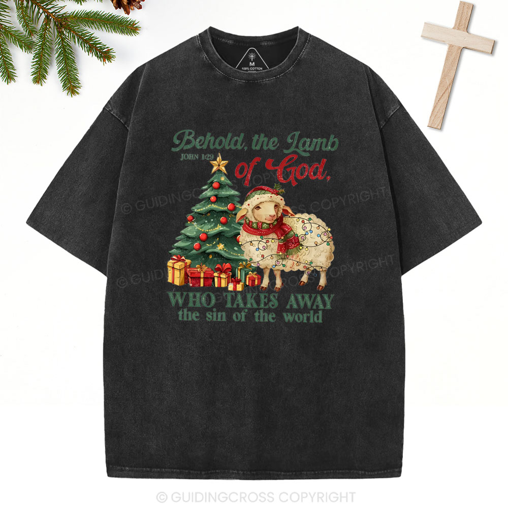 Behold The Lamb Of God Christian Washed T-Shirt