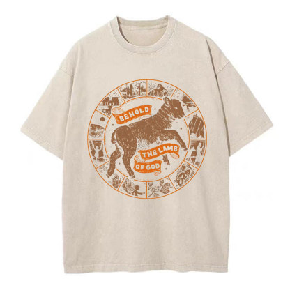 Behold The Lamb Of God Christian Washed T-Shirt