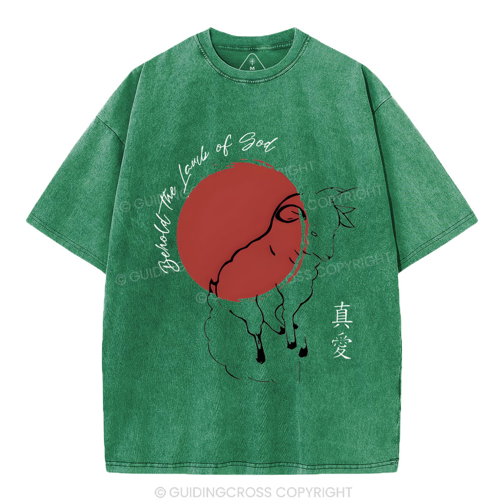Behold The Lamb Of God Christian Washed T-Shirt