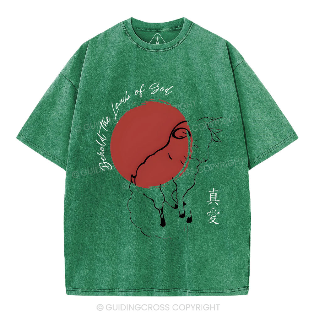 Behold The Lamb Of God Christian Washed T-Shirt