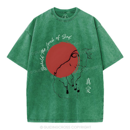 Behold The Lamb Of God Christian Washed T-Shirt