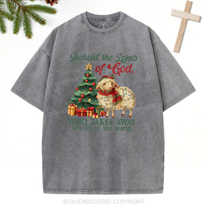 Behold The Lamb Of God Christian Washed T-Shirt