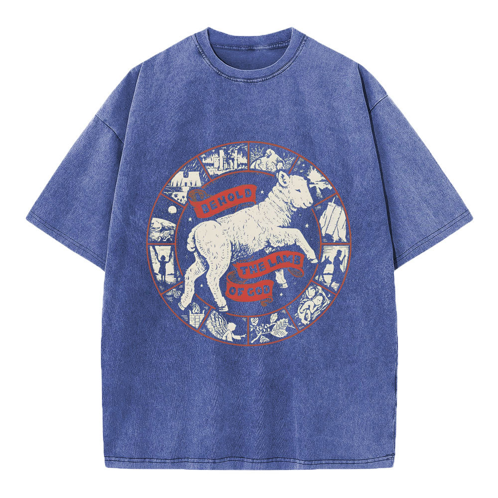 Behold The Lamb Of God Christian Washed T-Shirt