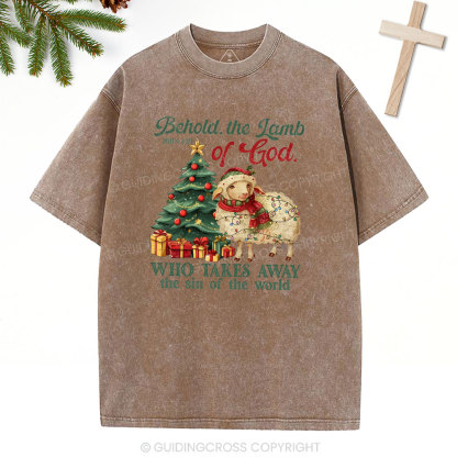 Behold The Lamb Of God Christian Washed T-Shirt