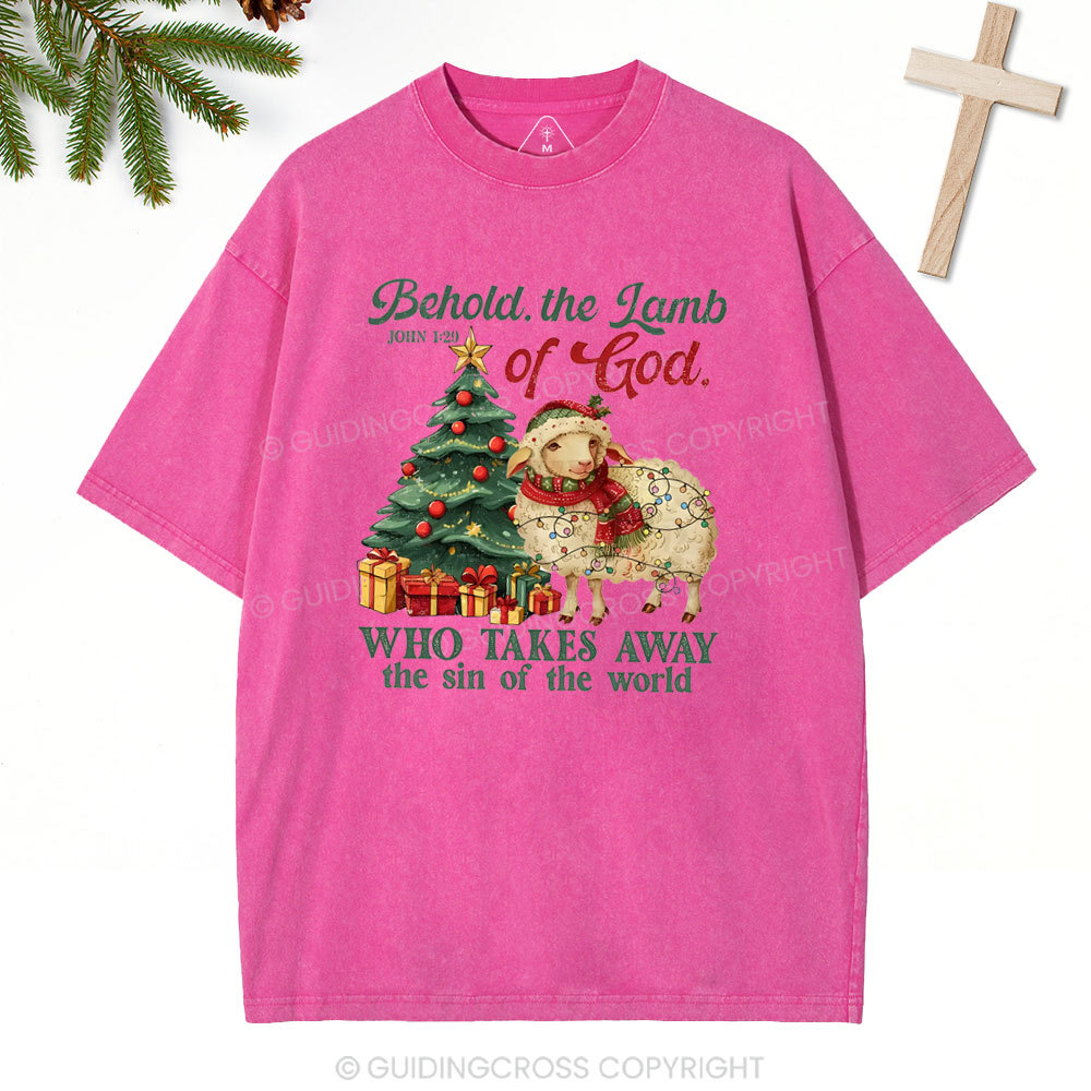 Behold The Lamb Of God Christian Washed T-Shirt