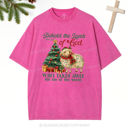 Behold The Lamb Of God Christian Washed T-Shirt
