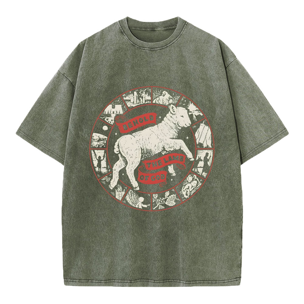 Behold The Lamb Of God Christian Washed T-Shirt