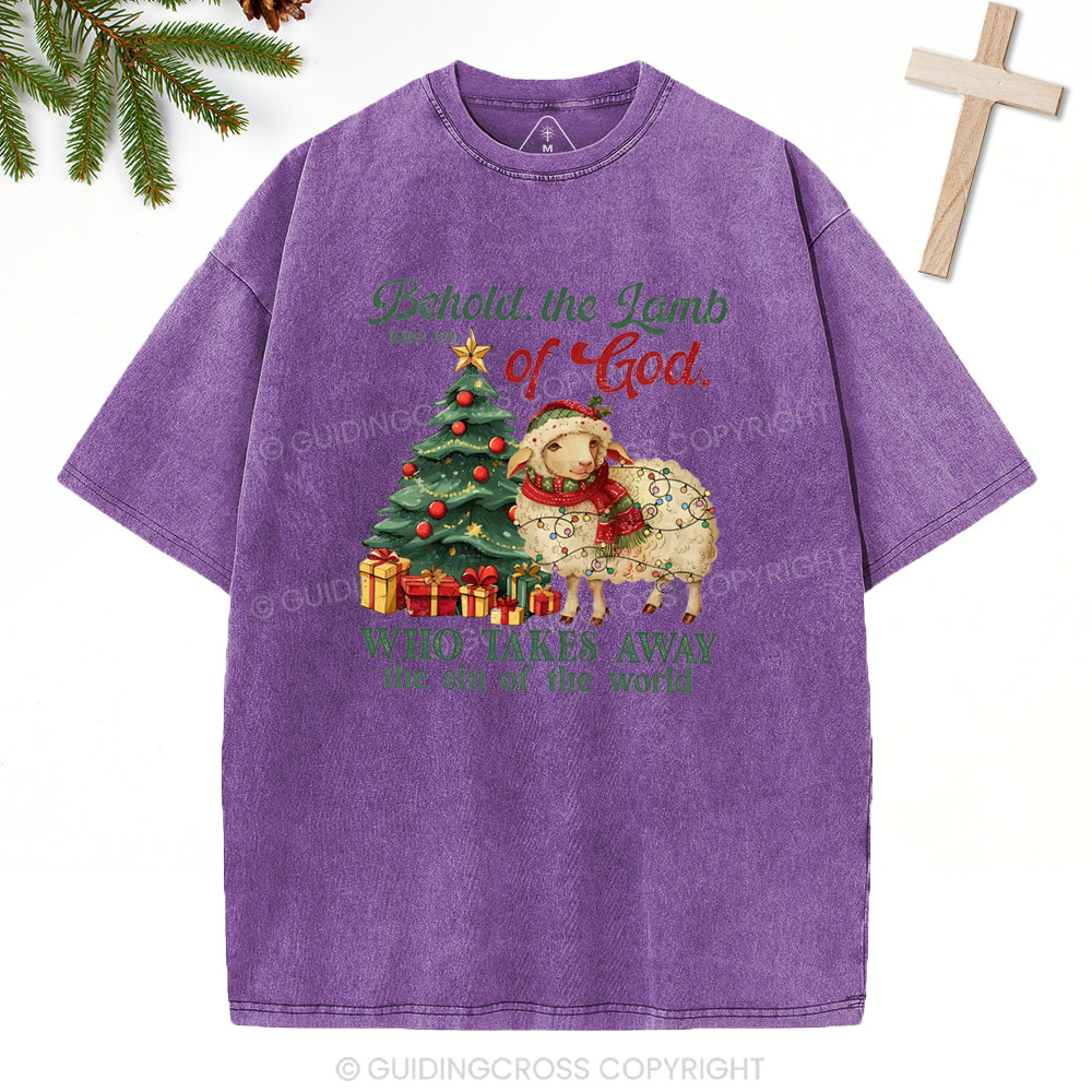 Behold The Lamb Of God Christian Washed T-Shirt
