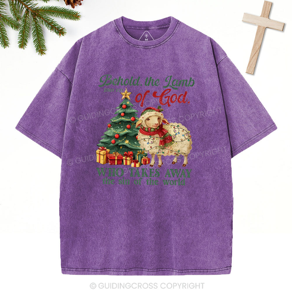 Behold The Lamb Of God Christian Washed T-Shirt