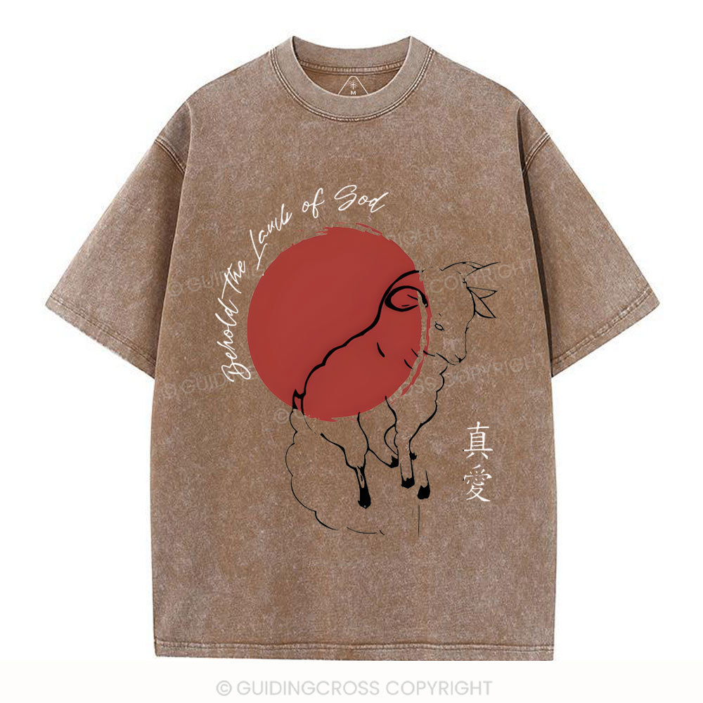 Behold The Lamb Of God Christian Washed T-Shirt