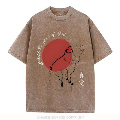 Behold The Lamb Of God Christian Washed T-Shirt
