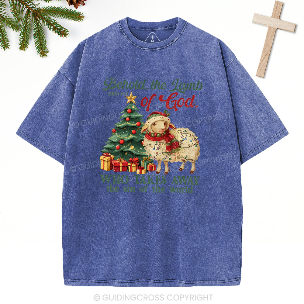 Behold The Lamb Of God Christian Washed T-Shirt
