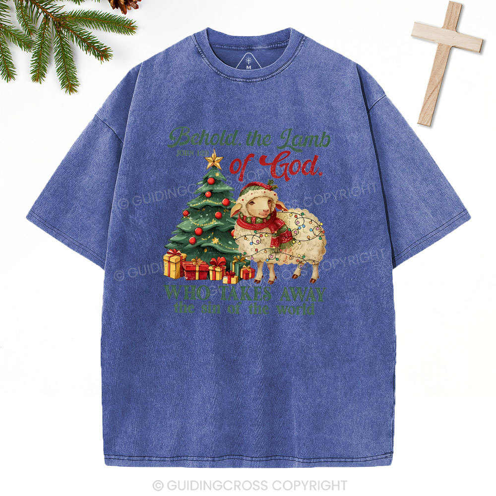 Behold The Lamb Of God Christian Washed T-Shirt