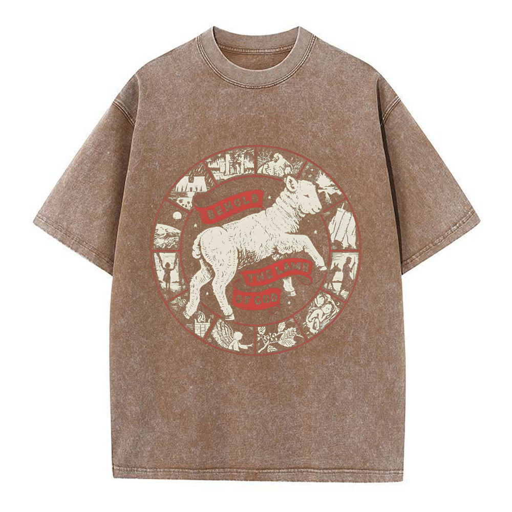 Behold The Lamb Of God Christian Washed T-Shirt