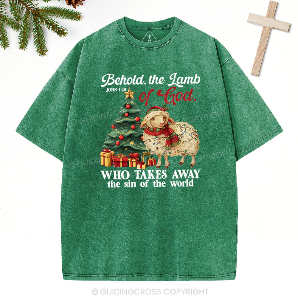 Behold The Lamb Of God Christian Washed T-Shirt