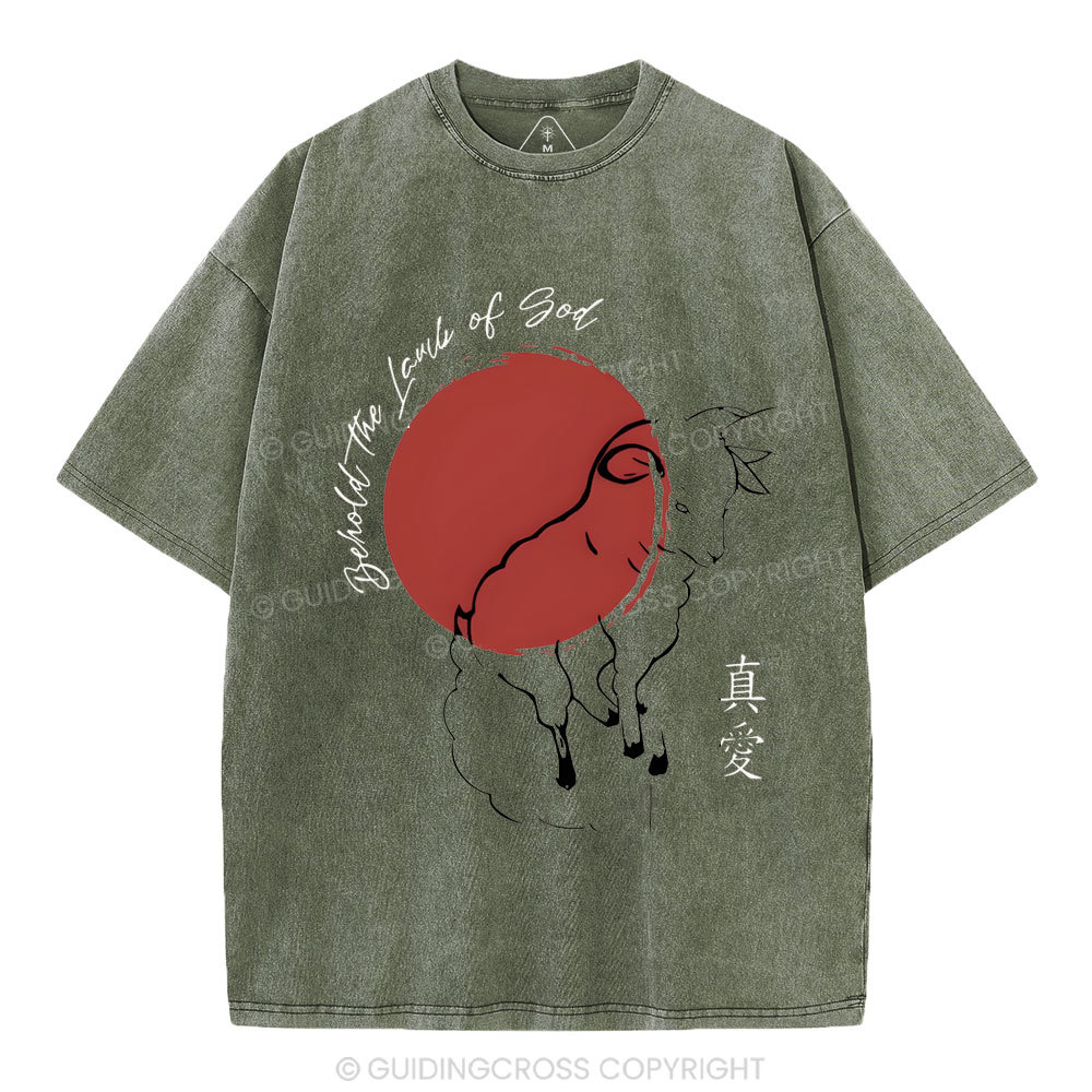 Behold The Lamb Of God Christian Washed T-Shirt