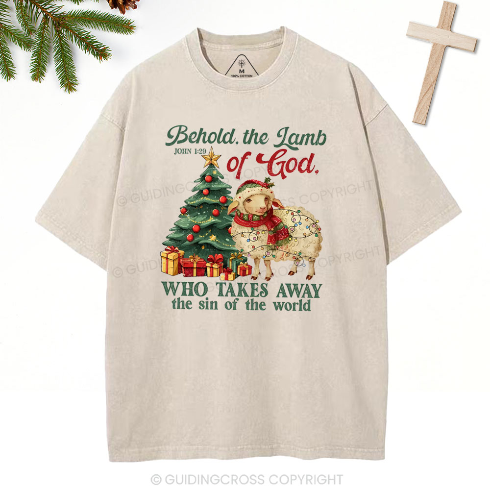 Behold The Lamb Of God Christian Washed T-Shirt