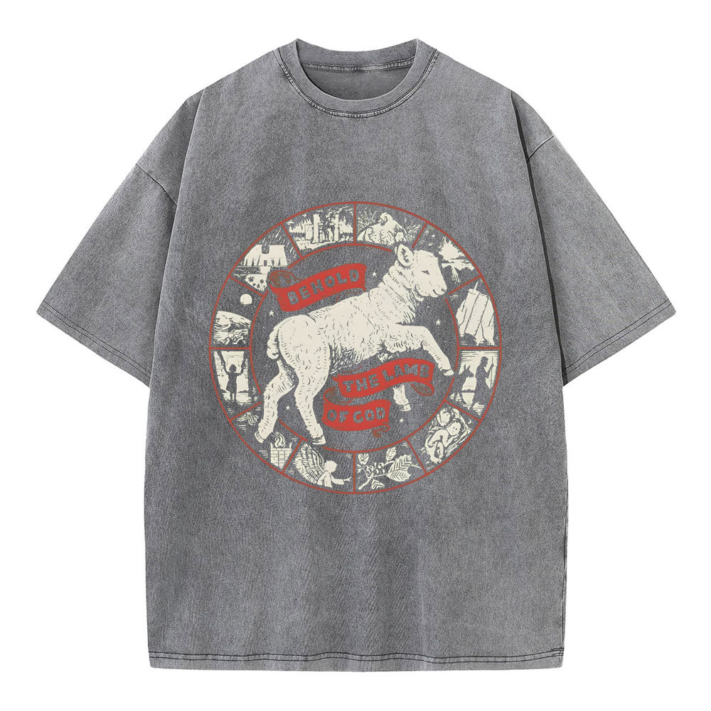 Behold The Lamb Of God Christian Washed T-Shirt