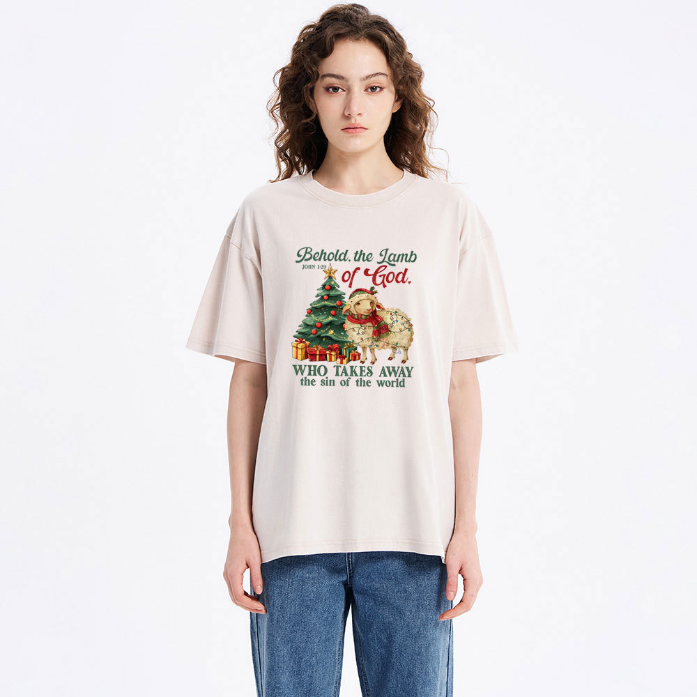 Behold The Lamb Of God Christian Washed T-Shirt