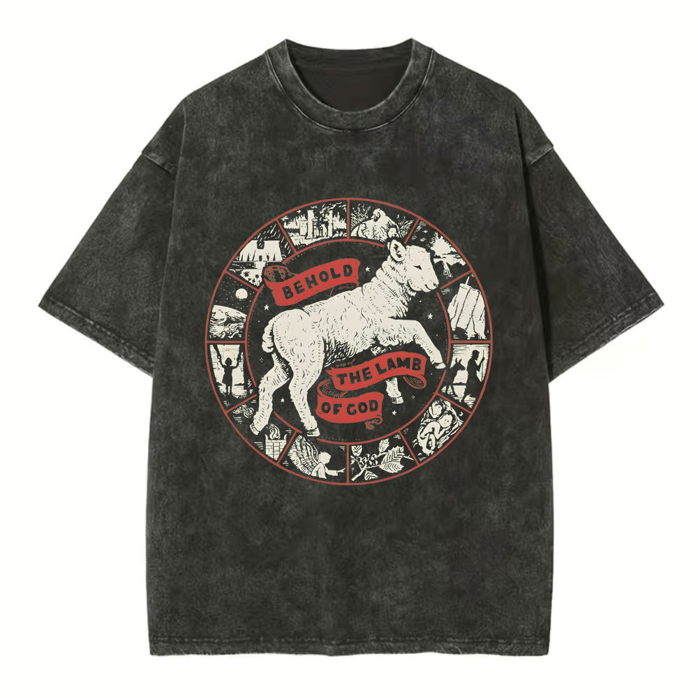 Behold The Lamb Of God Christian Washed T-Shirt