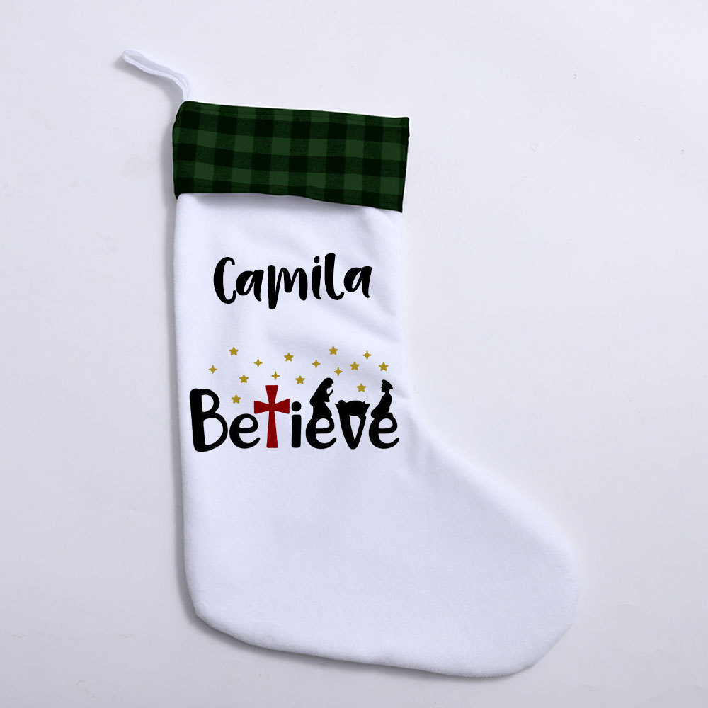 Believe Christian Christmas Stocking