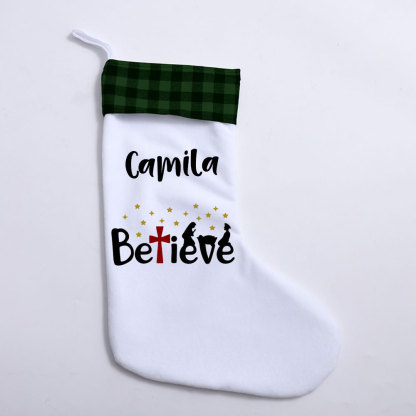 Believe Christian Christmas Stocking