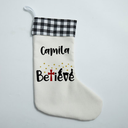 Believe Christian Christmas Stocking