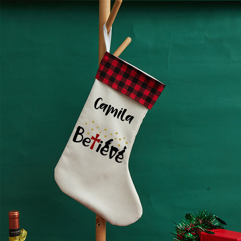 Believe Christian Christmas Stocking