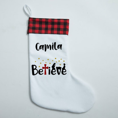Believe Christian Christmas Stocking