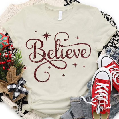Believe Christian Christmas T-Shirt
