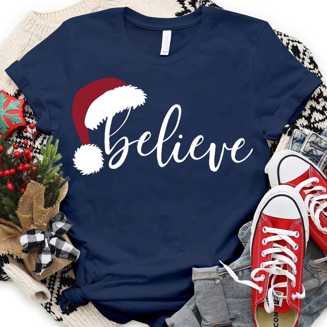 Believe Christmas Christian T-Shirt 