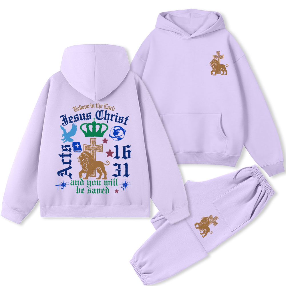 Believe In The Lord Christian Premium Fleece Hoodie Set