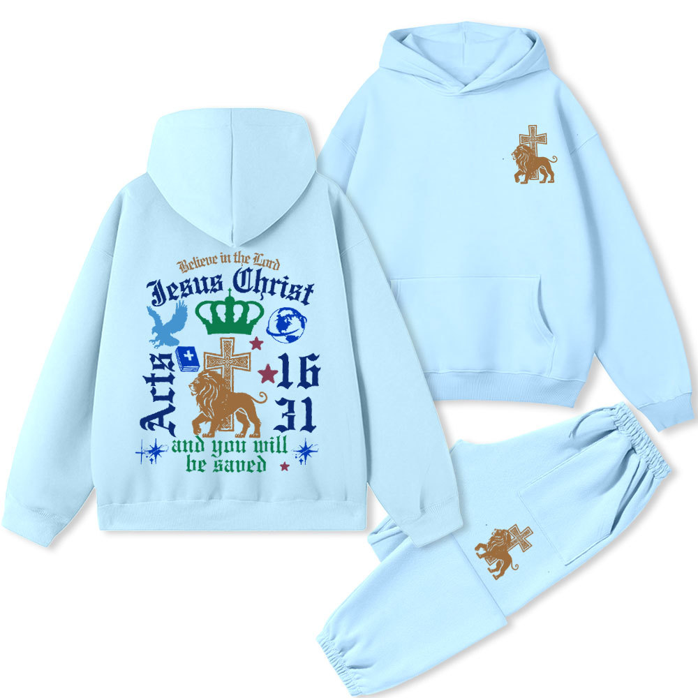 Believe In The Lord Christian Premium Fleece Hoodie Set