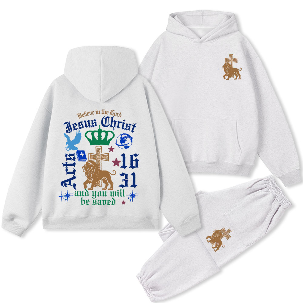 Believe In The Lord Christian Premium Fleece Hoodie Set
