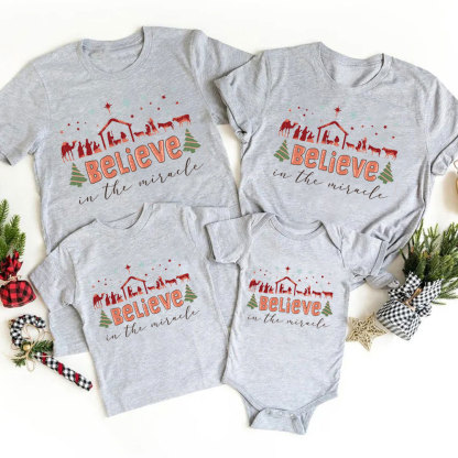 Believe In The Miracle Christmas Family Matching Shirts