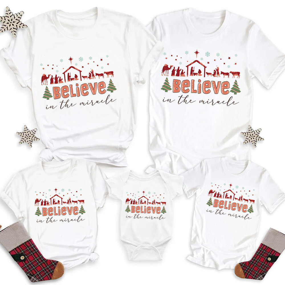 Believe In The Miracle Christmas Family Matching Shirts