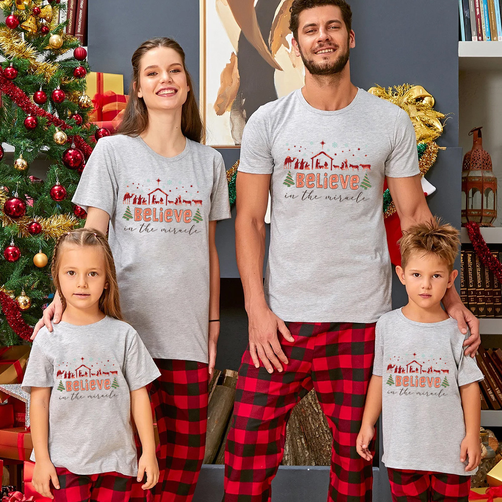 Believe In The Miracle Christmas Family Matching Shirts