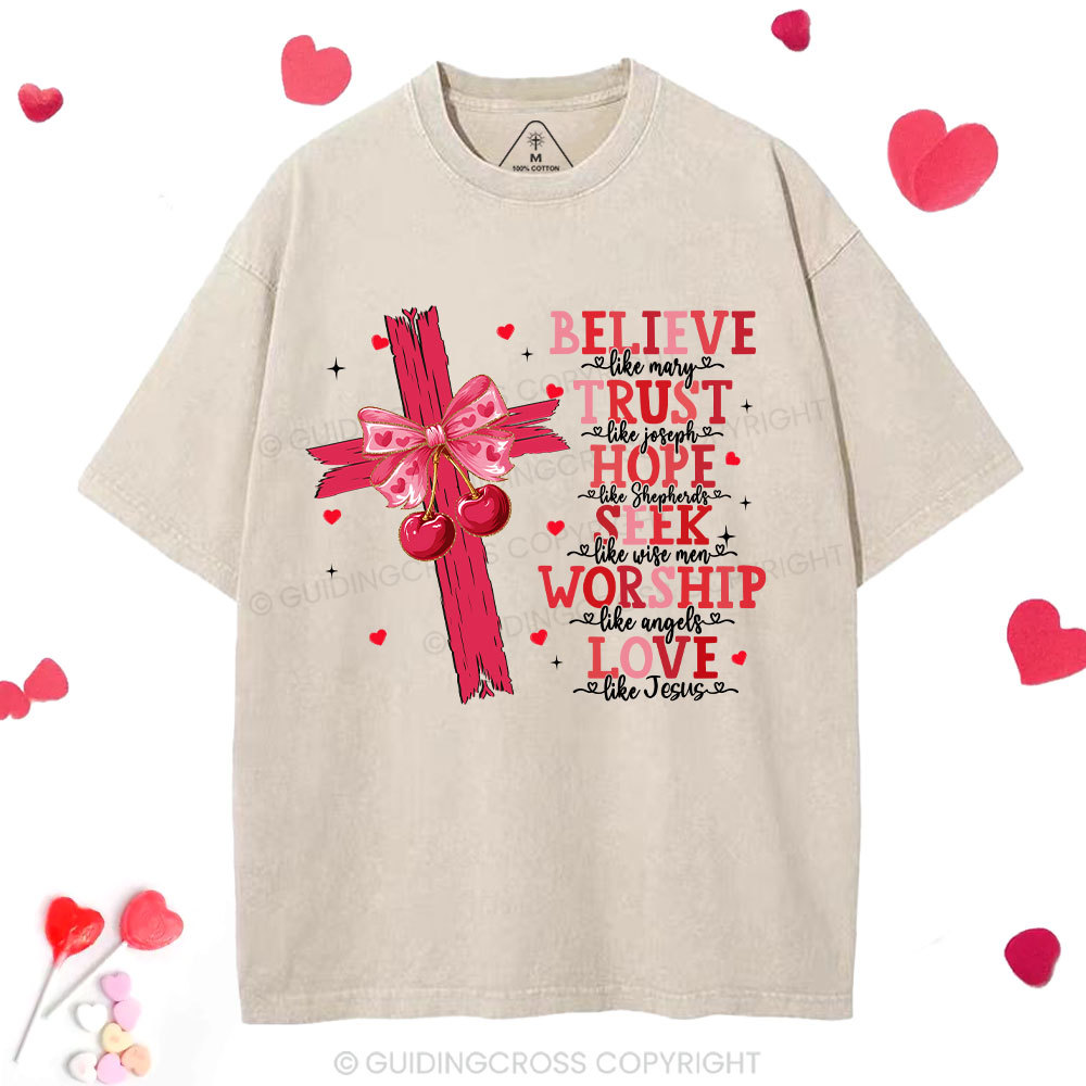 Believe Like Mary Christian Washed T-Shirt