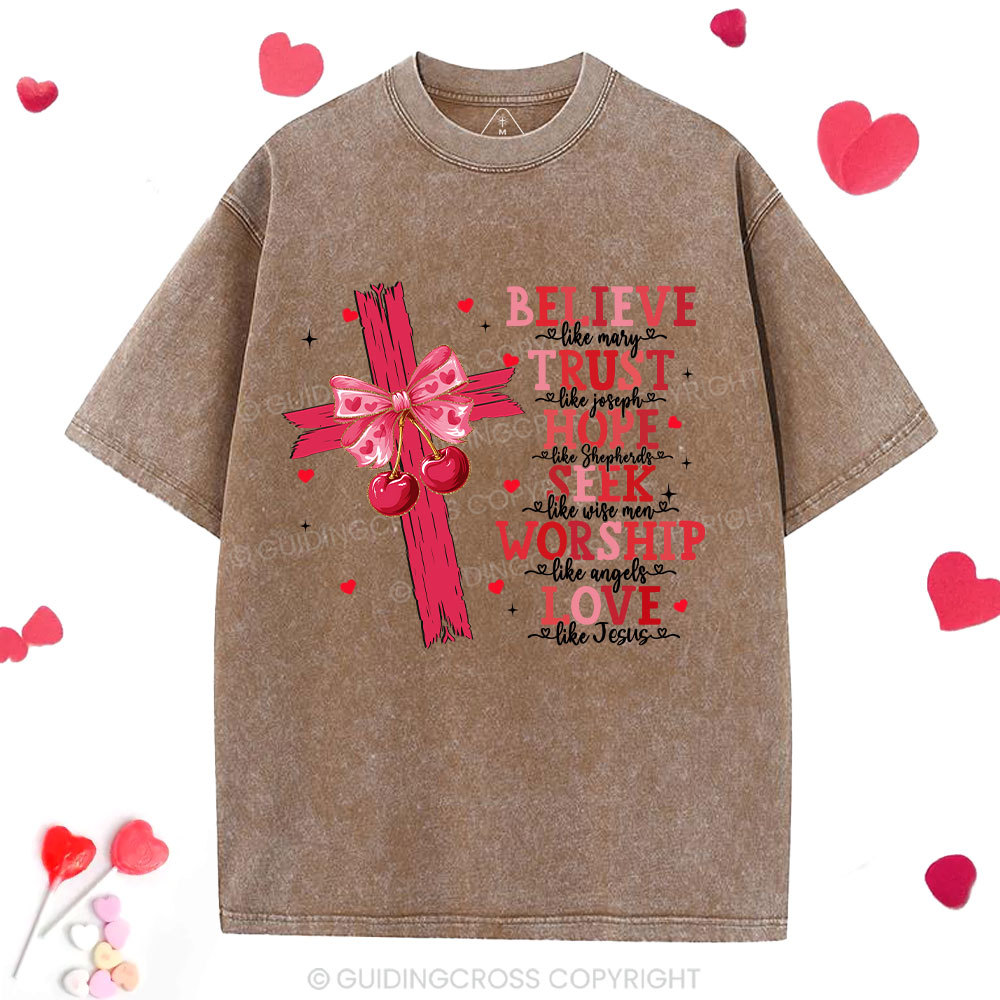 Believe Like Mary Christian Washed T-Shirt