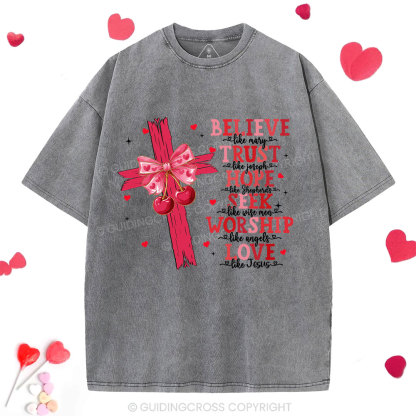 Believe Like Mary Christian Washed T-Shirt