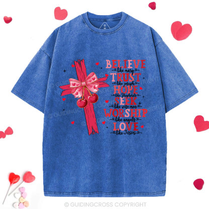 Believe Like Mary Christian Washed T-Shirt