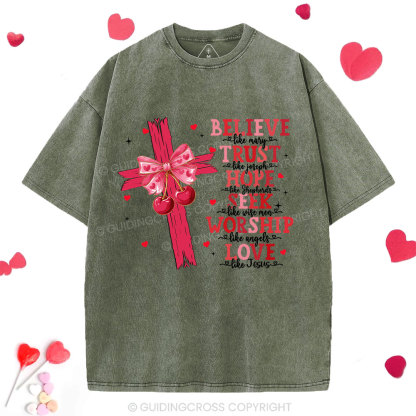 Believe Like Mary Christian Washed T-Shirt