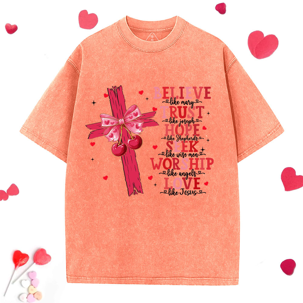 Believe Like Mary Christian Washed T-Shirt