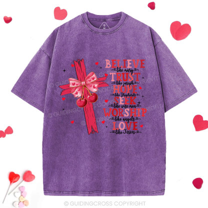 Believe Like Mary Christian Washed T-Shirt