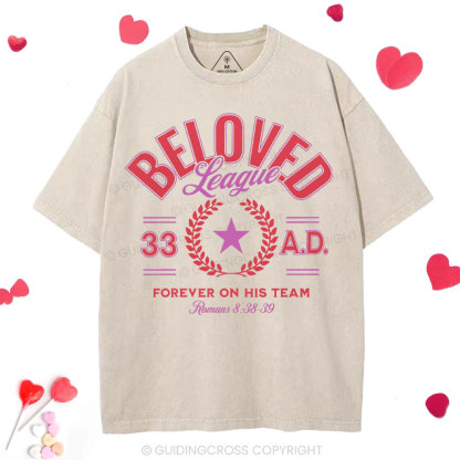 Beloved League Forever On His Team Christian Washed T-Shirt
